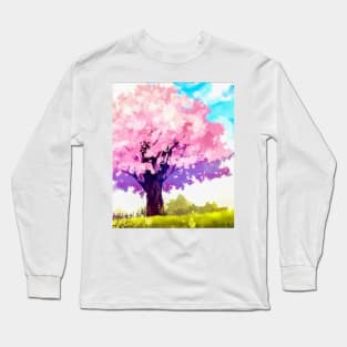 Beautiful Pink Sakura Tree Long Sleeve T-Shirt